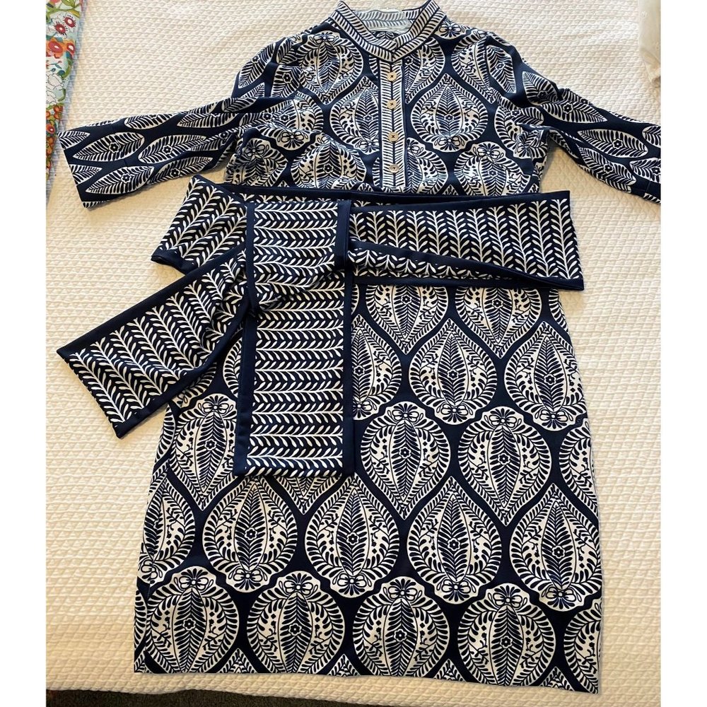 Gretchen Scott Navy and White Jersey Dress-M